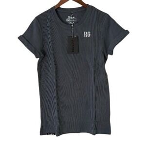 RawGear Men Turbulence Ribbed T-Shirt‎ Gray Short Sleeve RG Logo Size M NEW